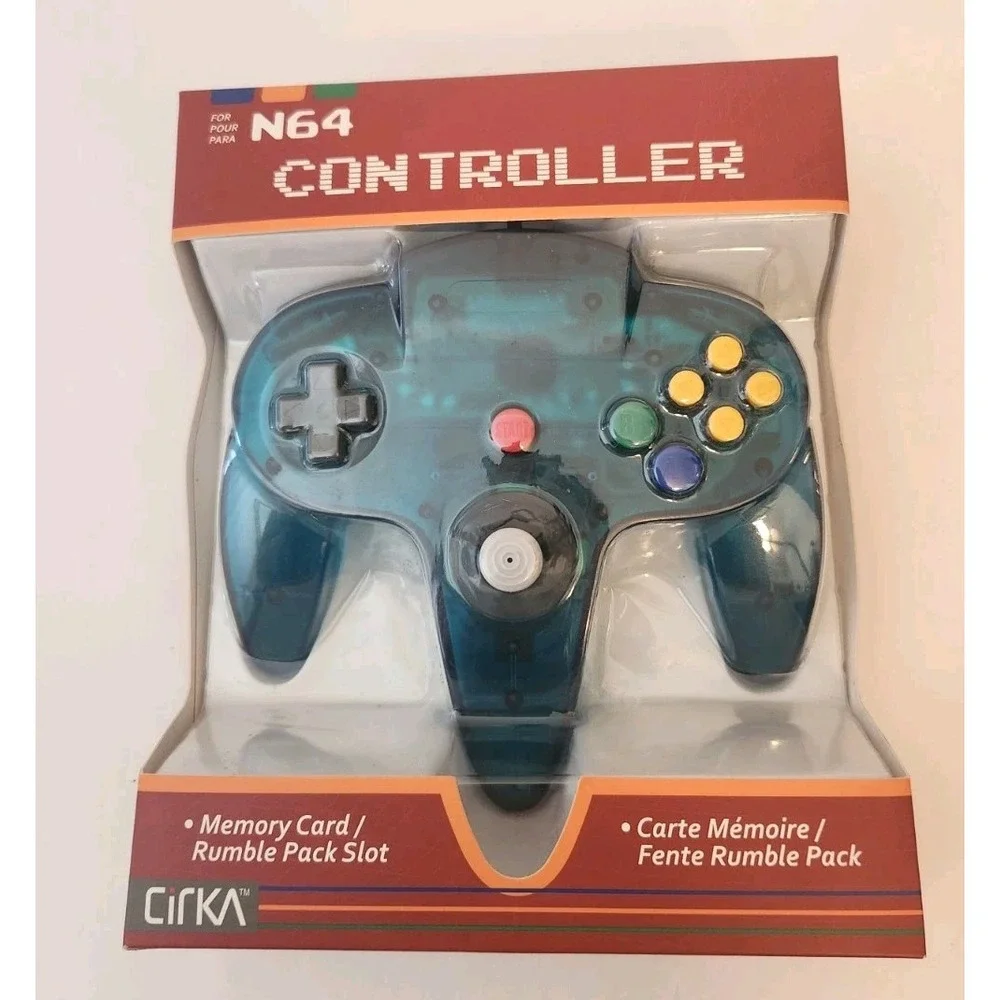 New Cirka Nintendo N64 Replacement Controller - Clear Teal Turquoise Ice Blue